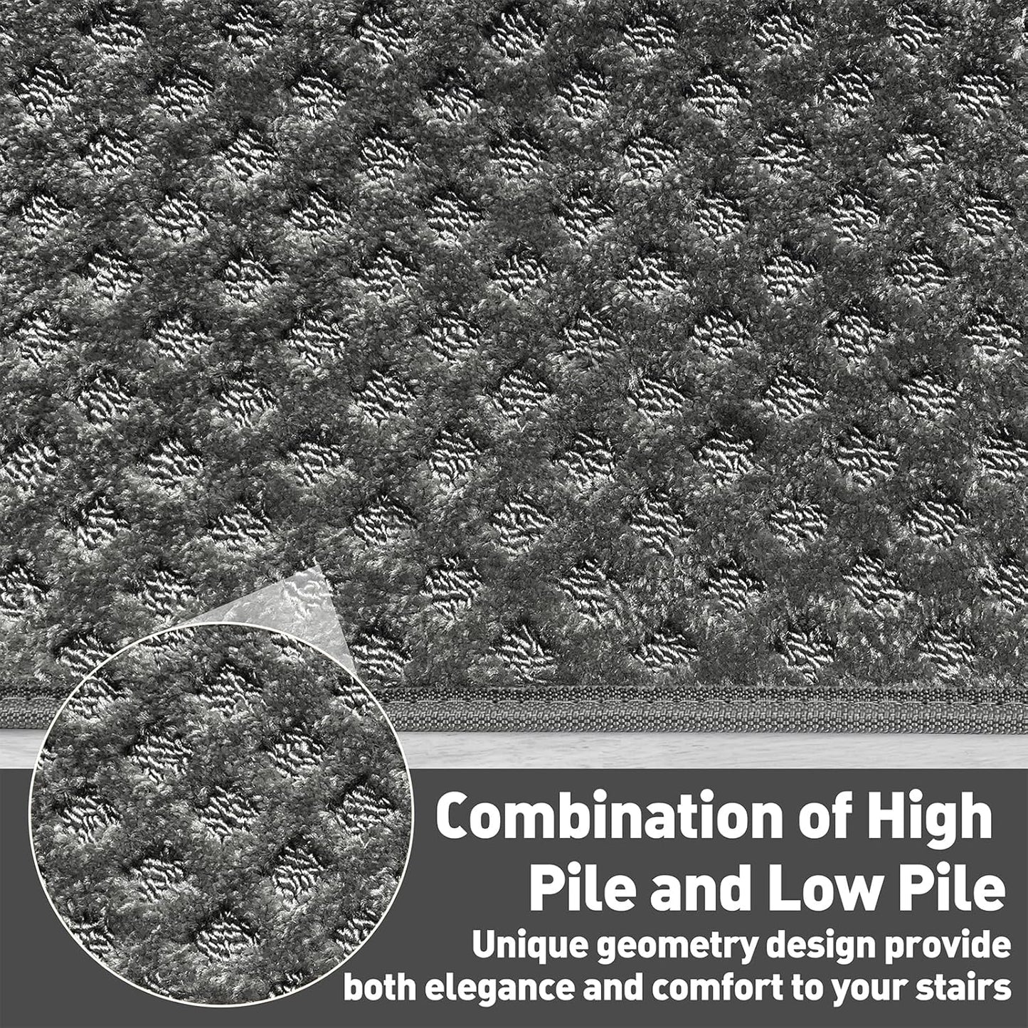 PURE ERA Bullnose Carpet Stair Treads Set Tape Free Non-Slip Indoor Stair Protectors Pet Friendly Rugs Covers Soft Skid Resistant Washable Reusable 9.5" x 30"(14 Pieces,Cream Gray)