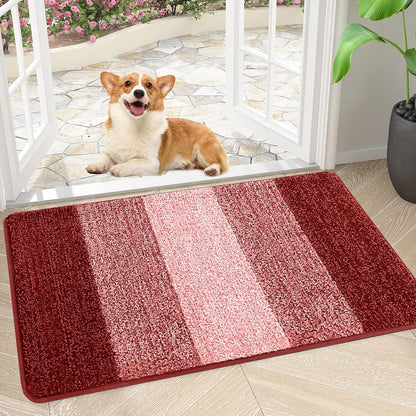 Smiry Dog Door Mat for Muddy Paws, Absorbs Moisture and Dirt, Low-Profile Entryway Mat with Non-Slip Backing, Entry Indoor Outdoor Doormat for Inside Floor (30x20 Inches, Grey, Striped)