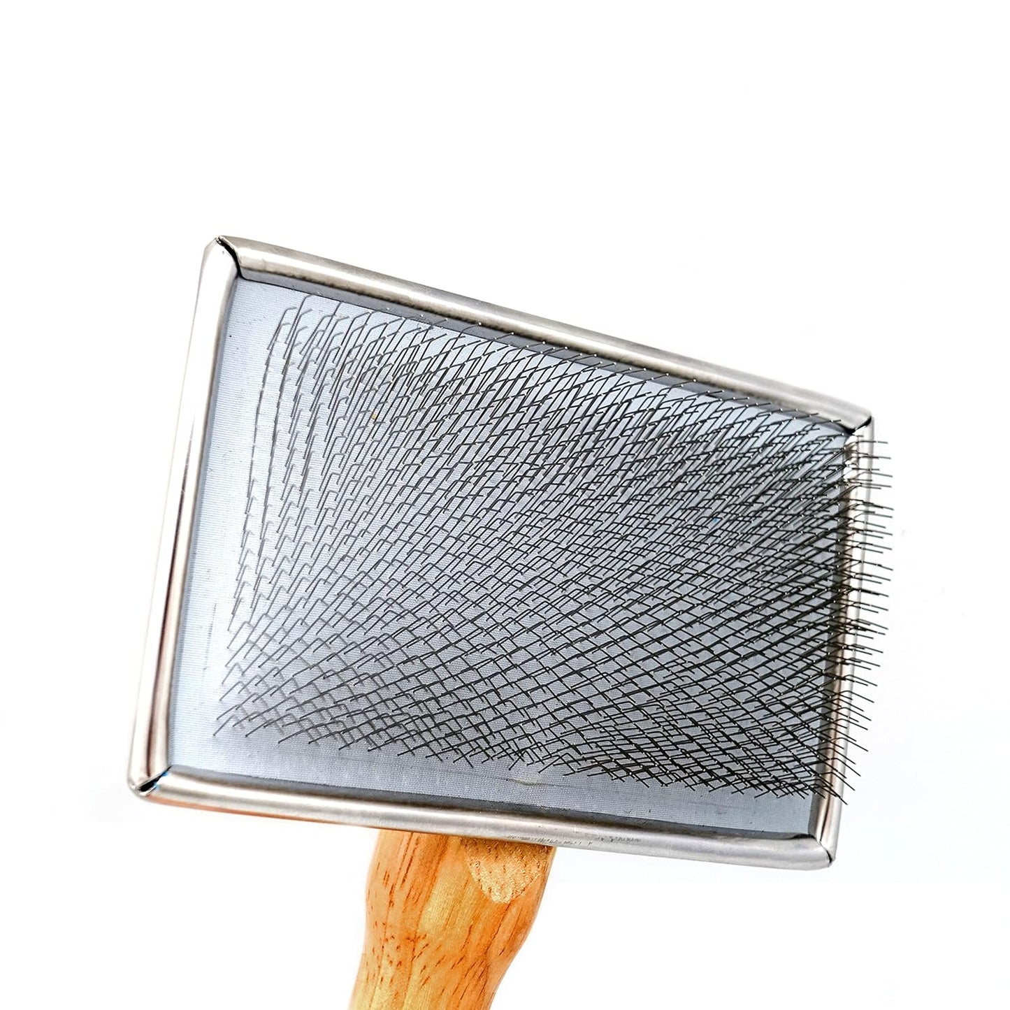 Pet Slicker Brush for Medium Dogs, Wooden Handle with Stainless Steel Soft Pins, Gently Remove Tangled, Loose Undercoat and Mats Hair, Pet Grooming Brush Tool (6.6")