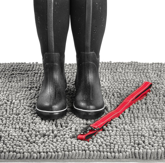 DogBuddy Dog Door Mat for Muddy Paws, Absorbent Microfiber Pet Rug, Waterproof Non-Slip Doormat, Washable Rugs for Dogs, Entryway Indoor Outdoor Mat, Dog Supplies (Medium, Shadow)