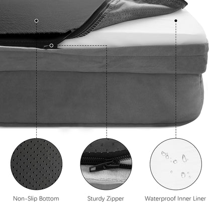 Spotted Play Orthopedic Dog Bed with Sides - Dog Sofa Beds for Medium Dogs, Supportive Foam Pet Couch Bed with Washable Removable Cover, Waterproof Lining and Non-Slip Bottom, Grey - M