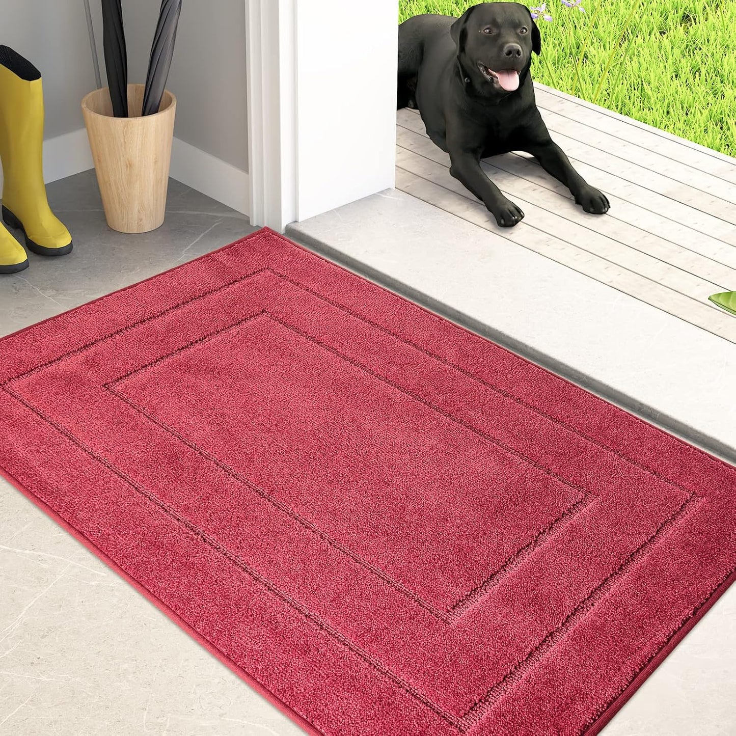 PURRUGS Dirt Trapping Door Mat 32" x 47", Non-Slip/Skid Machine Washable Entryway Rug, Dog Doormat, Super Absorbent Welcome Mat for Muddy Wet Shoes and Paws, Grayish Brown