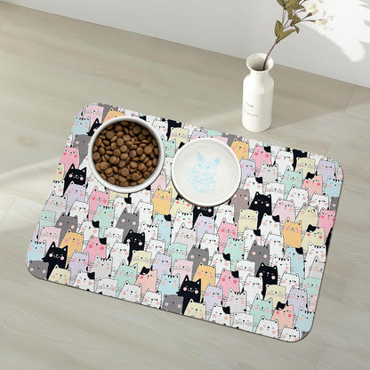 Pet Feeding Mat for Floors Waterproof Dog Mat for Food and Water Absorbent Quick Dry Non Slip mat for Cat Bowls