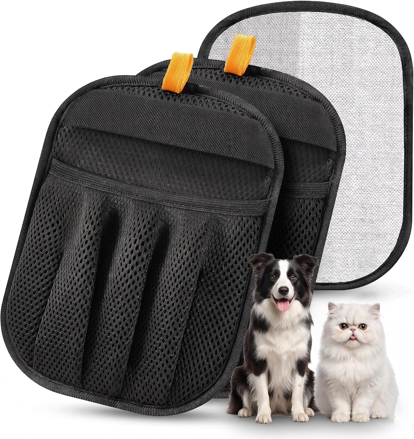 Pet Hair Remover Glove 2-Pack for Couch, Carpet, Bed, Car Seat & Clothing, Reusable Electrostatic Tool for Cat & Dog Hair