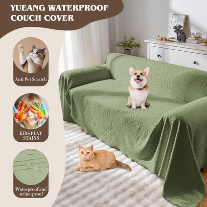 Waterproof Couch Cover, Reversible, Pet-Friendly, Washable and Anti-Slip Couch Covers for Sofa Protection with 3 Cushions, Sofa Slipcovers for Dogs and Cats (71×118in/Brown)