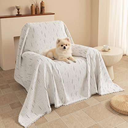 MYSKY HOME Couch Cover for Dogs, Washable Couch Covers, Non Slip Sofa Cover, Couch Cover 2 Cushion Sofa Dogs Furniture Protector with Tassels, Chenille Sofa Slipcover for Pets, 71"x118", Dark Grey