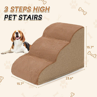 Romrol Dog Stairs Ramp for High Beds Couches, High Density Foam Pet Steps with Durable Non-Slip Waterproof Fabric Cover, Dog Stairs for Small Dogs or Cats or Pets, 5-Step, 22 Inch, Grey
