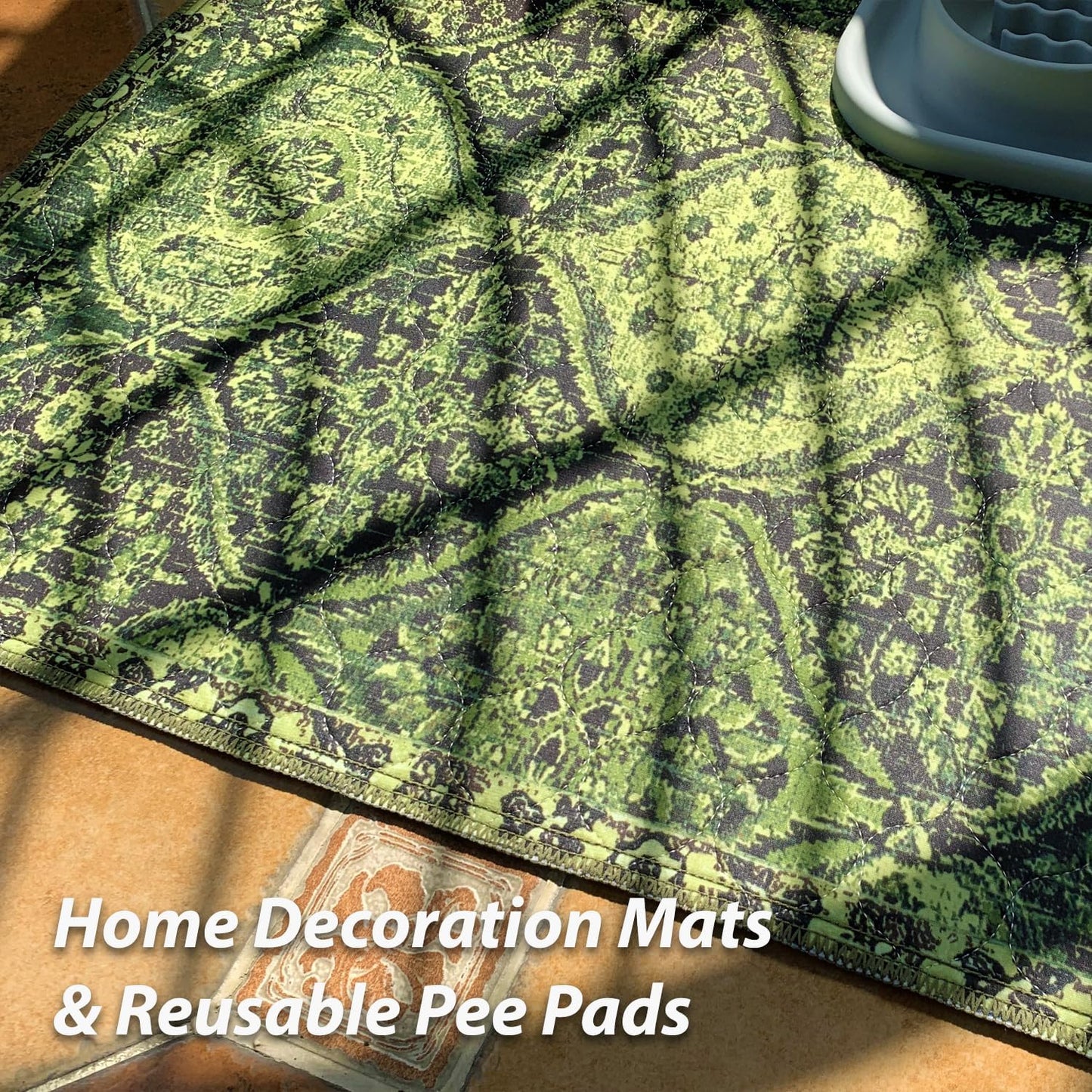 nunubaby Washable Pee Pads for Dogs, Stylish, Non-Slip and Leak-Proof Pee Pads. Reusable Potty Pads for Dogs for Crates and Floors.(Beige/Multi, 24" x48" )
