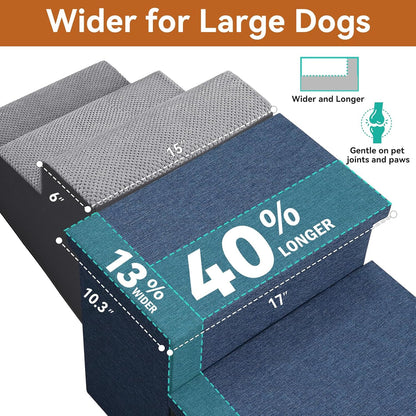 Zerbuger Wider Dog Ramp for High Bed with Storage 18" H, Foldable Dog Stairs for Small Medium Large Older Senior Animal, Sturdy Dog Step for Climbing Bed or Couch, Arthritis-Friendly (Gray, No Condo)