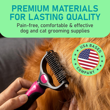 Maxpower Planet Dog Rake and Dog Hair Brush - Gently Removes Loose Undercoat, Mats and Tangled - Deshedding Grooming Tool for Dogs & Cats - Self Cleaning Slicker Brush - All Hair Types