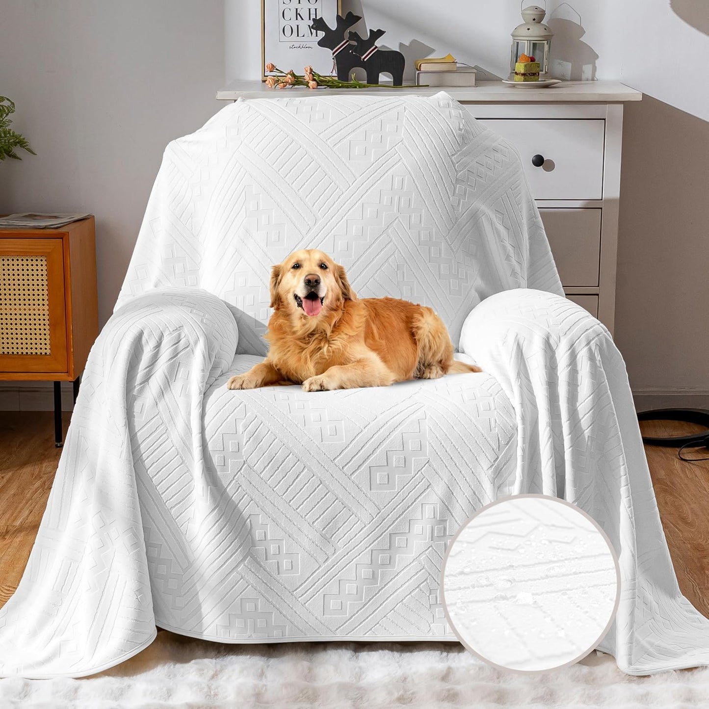 Waterproof Couch Cover, Reversible, Pet-Friendly, Washable and Anti-Slip Couch Covers for Sofa Protection with 3 Cushions, Sofa Slipcovers for Dogs and Cats (71×118in/Brown)