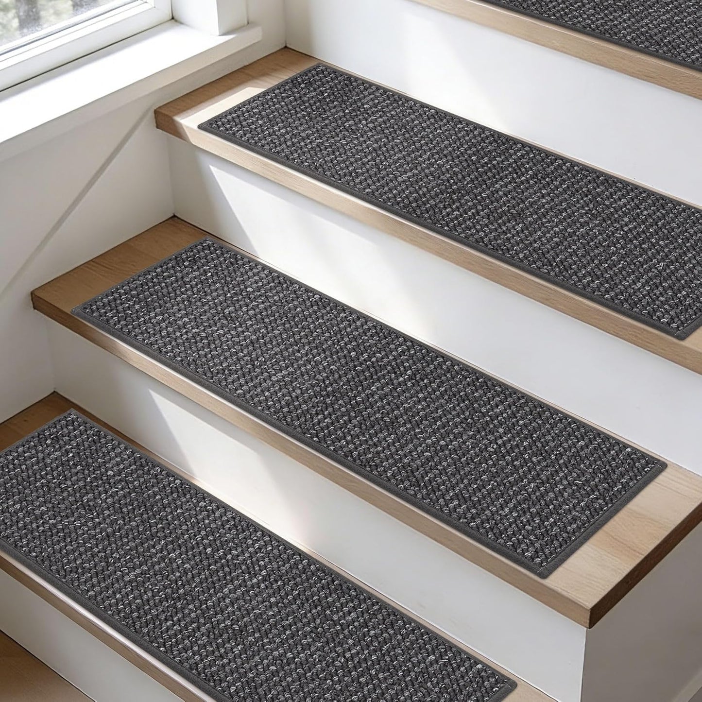 BEQHAUSE Stair Treads for Wooden Steps 28inX9in, Carpet Stair Treads Non Slip Indoor, Machine Washable Stair Runners for Kids Elders and Pets, Carpet for Stair Rugs Mat, TPE Backing, 15pcs, Taupe