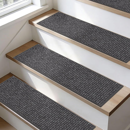 BEQHAUSE Stair Treads for Wooden Steps 28inX9in, Carpet Stair Treads Non Slip Indoor, Machine Washable Stair Runners for Kids Elders and Pets, Carpet for Stair Rugs Mat, TPE Backing, 15pcs, Taupe