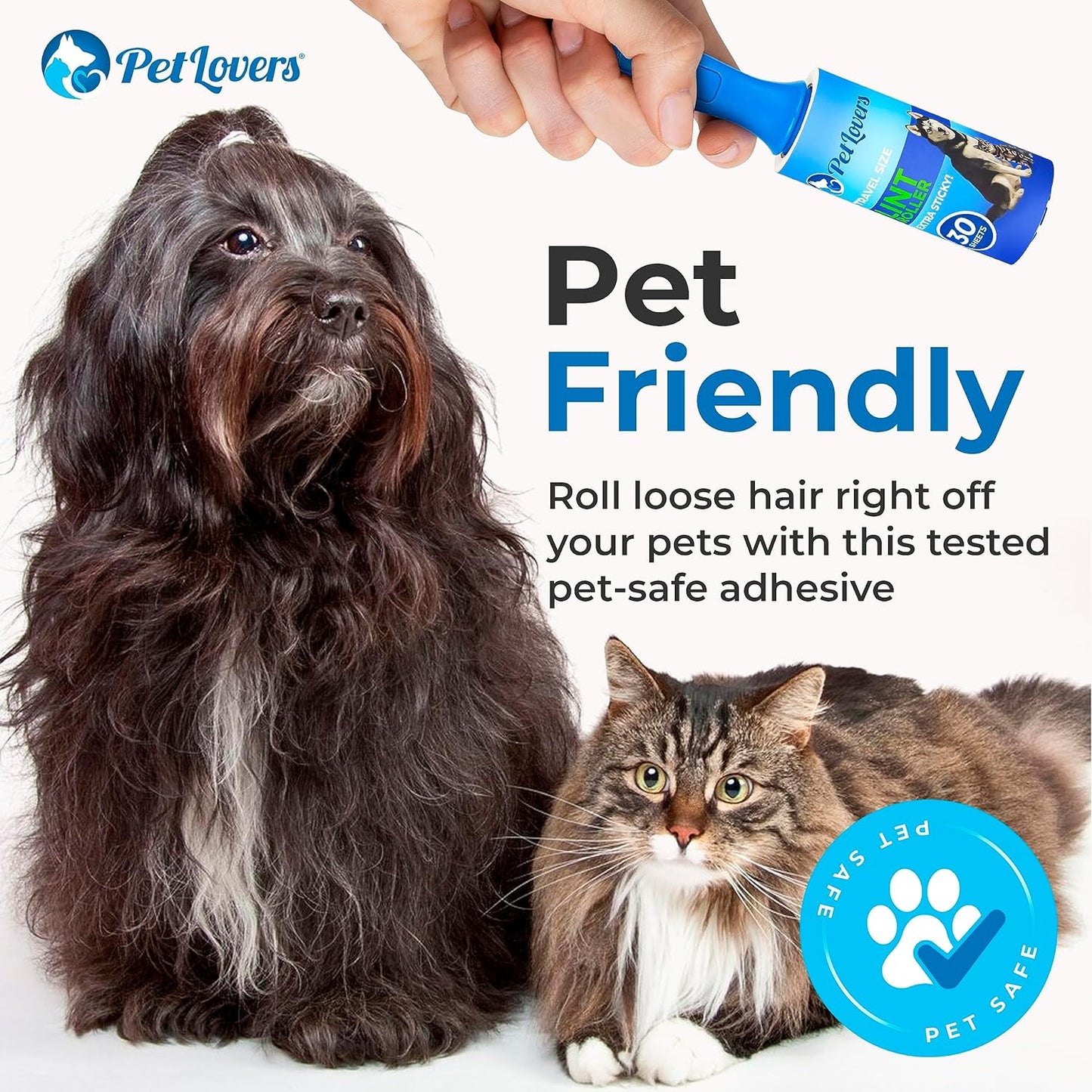 PetLovers Extra Sticky Lint Roller Single Unit 90 Sheets for Pet Hair Removal, Dog and Cat Lint Remover (1 Pack)