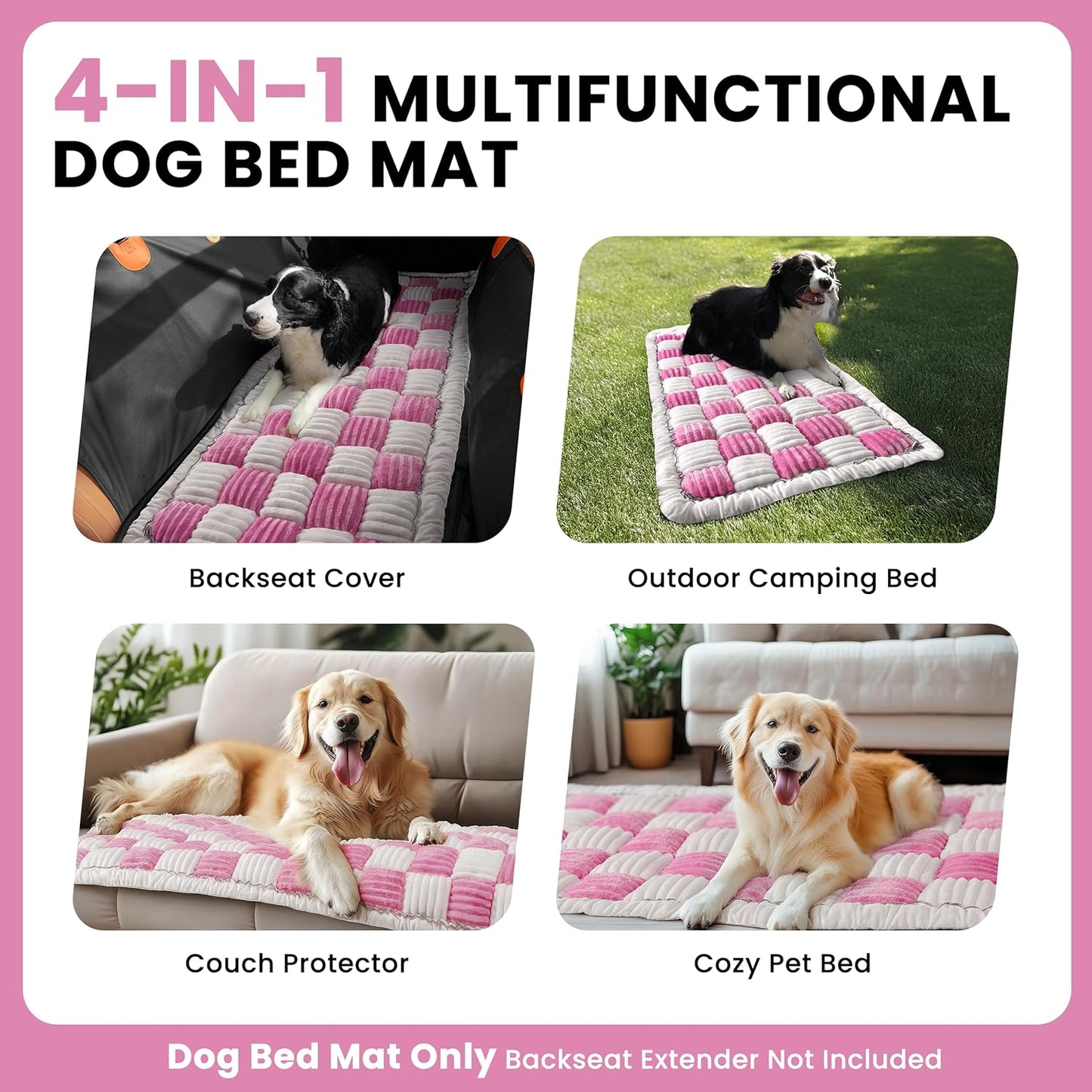 HiPetpy Backseat Dog Bed Mat for Car, Non-Slip Dog Bed for Car Back Seat, Soft & Cozy Dogs Blanket, Washable Travel Pet Mat Seat Protector for Cars, SUVs, Trucks