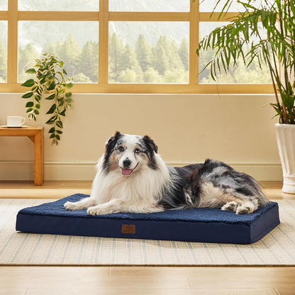 Bedsure Dog Beds Large Sized Dog - Comfy Flat Pet Beds with Removable Washable Cover, Orthopedic Egg Crate Foam Puppy Mat, Suitable for Pet Up to 65 lbs