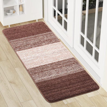 Smiry Dog Door Mat for Muddy Paws, Absorbs Moisture and Dirt, Low-Profile Entryway Mat with Non-Slip Backing, Entry Indoor Outdoor Doormat for Inside Floor (30x20 Inches, Grey, Striped)