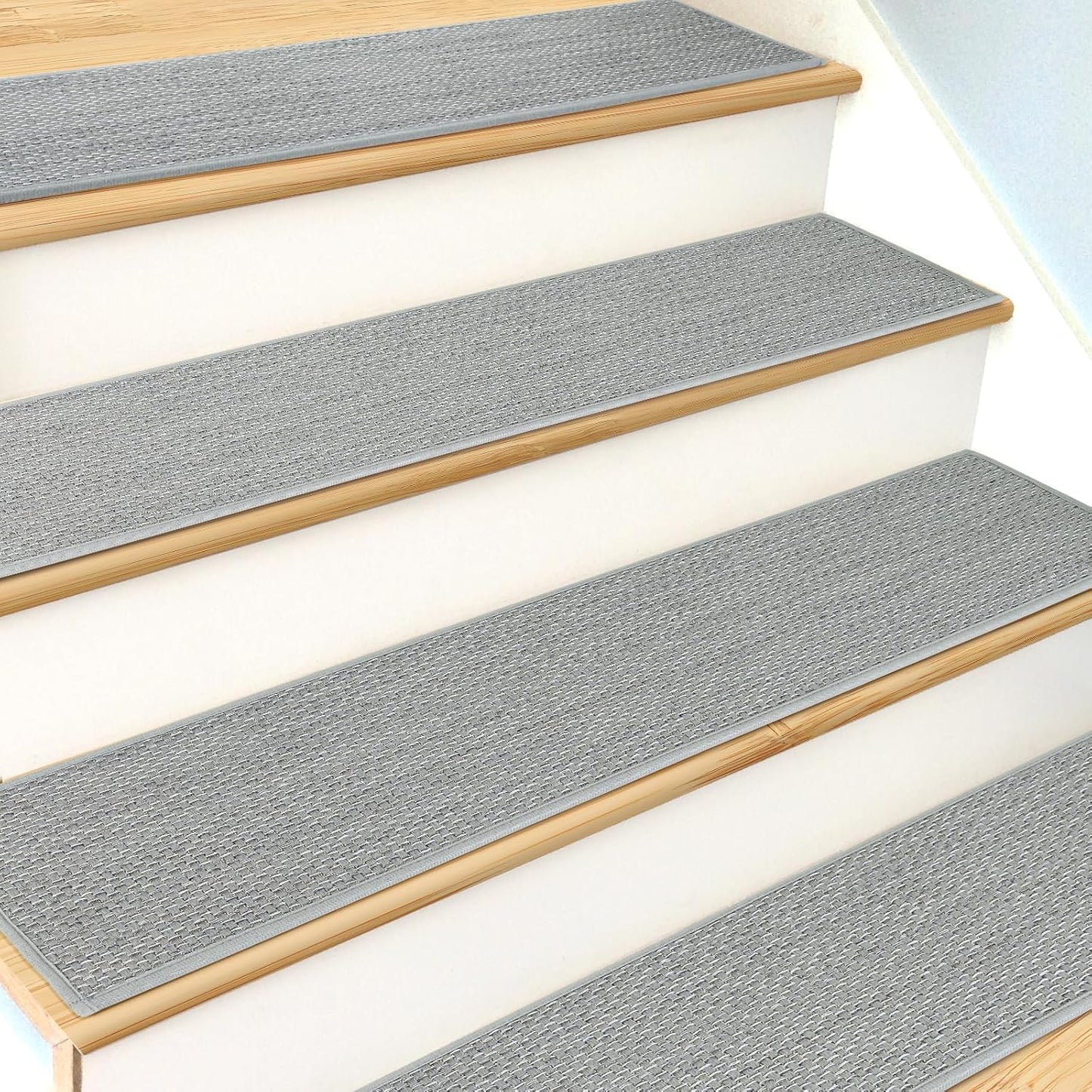 SMILOOL Stair Treads Non Slip for Wooden Steps Indoor 10" x 36" 4 Pack Extra Wide Stair Tread Carpet Stairs Runner, Step Pads with Reusable Adhesive for Dogs Kids Elders, Machine Washable, Beige