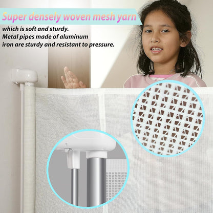 240" Retractable Baby Gates Extra Wide for Large Opening, 41" Extra Tall Retractable Dog Gate Pet Gates, Long Child Safety Mesh Gate with Fiberglass Rods for Stairs, Doorways, Hallways, Indoor/Outdoor