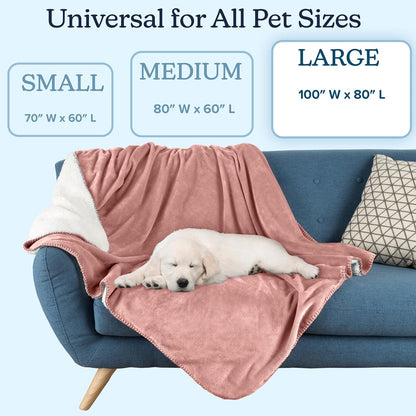 Waterproof Pet Blanket - 50x60-Inch Reversible Sherpa Fleece Throw Protects Couches, Cars, and Beds from Spills, Stains, and Fur by PETMAKER (Gray)