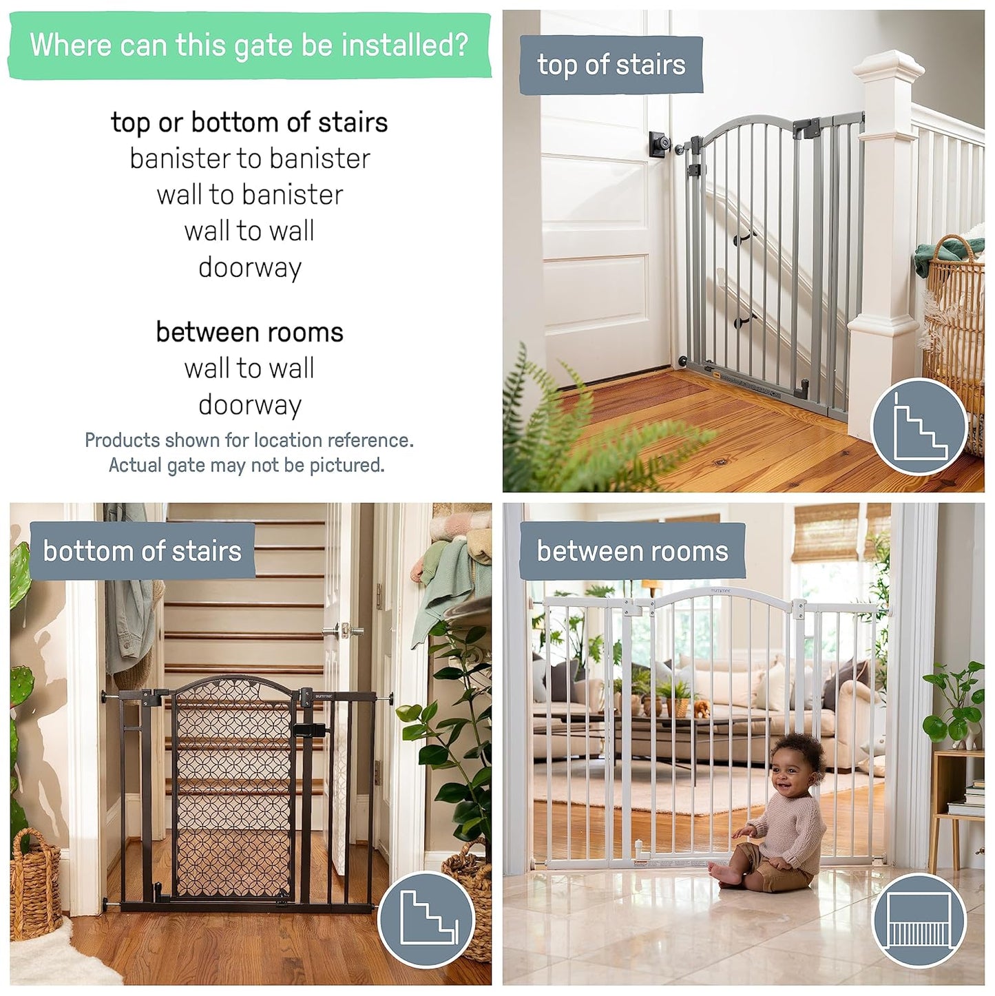 Ingenuity Extra Tall & Wide Safety Pet and Baby Gate, 29.5"-53" Wide, 38" Tall, Pressure or Hardware Mounted, Install on Wall or Banister in Doorway or Stairway, Auto Close Walk-Thru Door - White