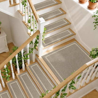 COSY HOMEER Soft Stair Treads Non-Slip Carpet Mat 28inX9in Indoor Stair Runners for Wooden Steps,Stair Rugs for Kids and Dogs, 100% Polyester TPE Backing 4pcs,Beige