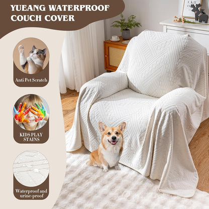 Waterproof Couch Cover, Reversible, Pet-Friendly, Washable and Anti-Slip Couch Covers for Sofa Protection with 3 Cushions, Sofa Slipcovers for Dogs and Cats (71×118in/Brown)