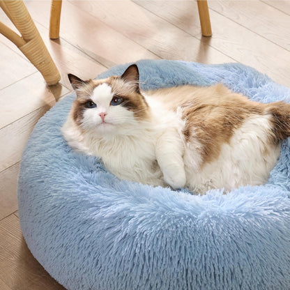Bedsure Calming Dog Bed Medium Size Dog - Donut Washable Medium Pet Bed, 30 inches Anti-Slip Round Fluffy Plush Faux Fur Cat Bed, Fits up to 45 lbs Pets, Camel