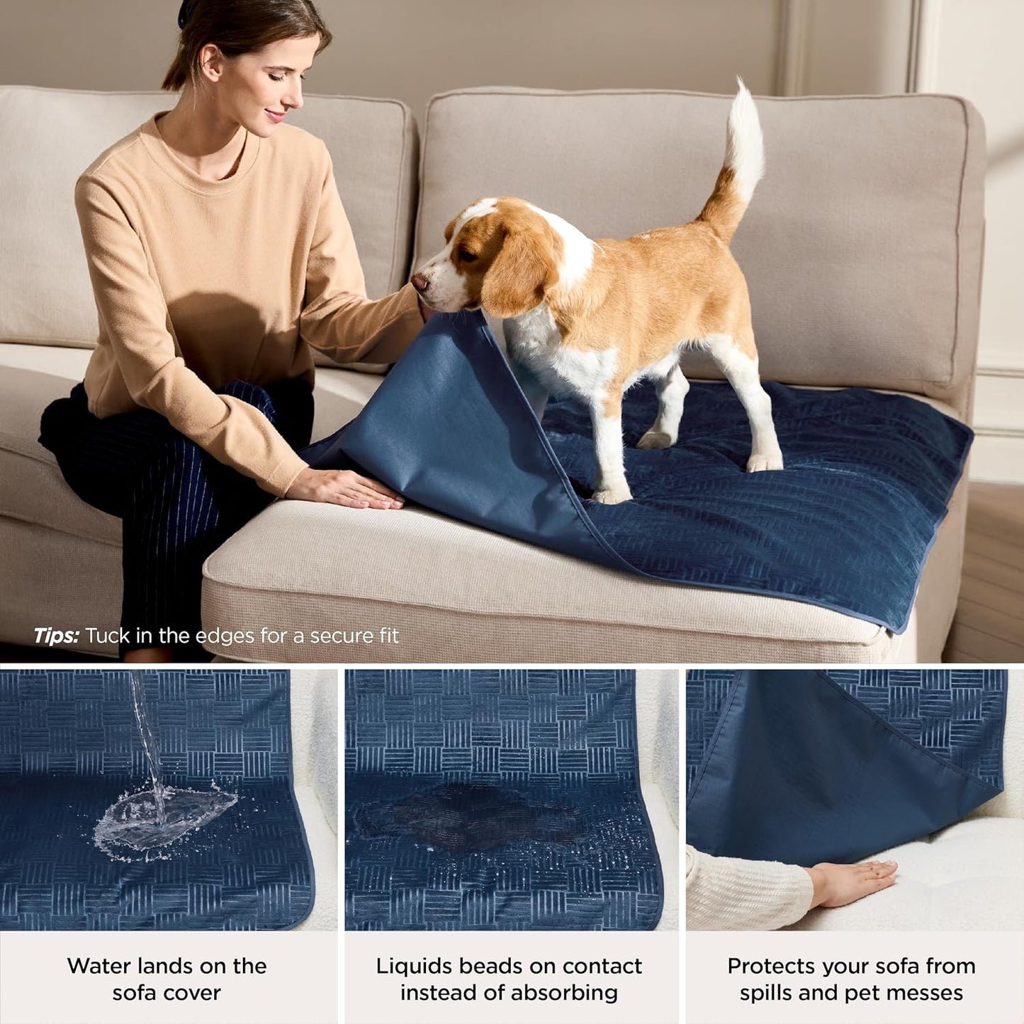 Bedsure Waterproof Couch Cover for Dogs Washable - Waterproof Blanket for Large Dogs Couch Sofa Bed Cozy, Lightweight Furniture Protector for Pet Cat Quick Drying, Ash Grey, 52x82IN