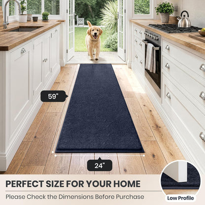PURRUGS Dirt Trapping Door Mat 20" x 31.5", Non-Slip Machine Washable Entryway Rug, Dog Doormat, Indoor Front Door Mat, Super Absorbent Entry Rug for Muddy Shoes & Paws, Bluish Grey-Black