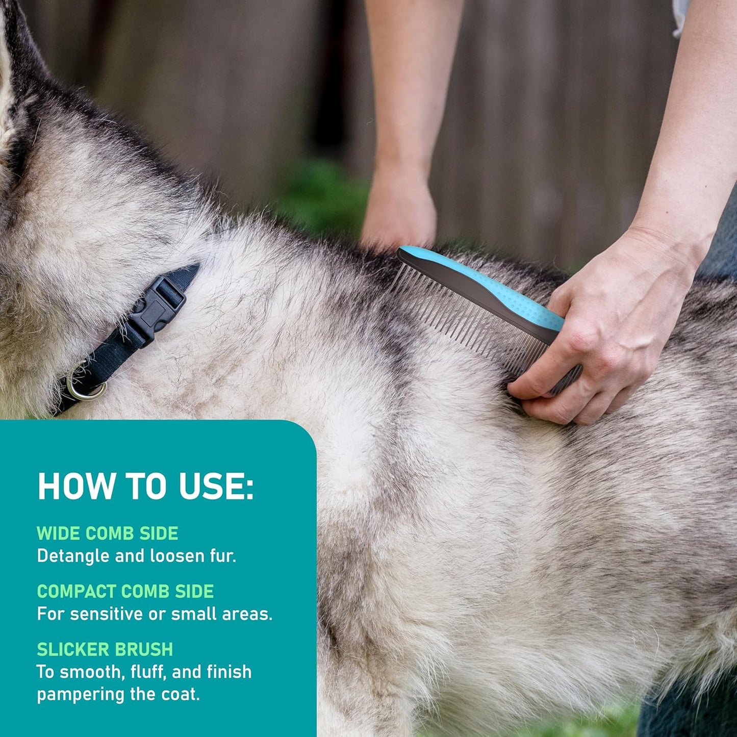 Maxpower Planet Dog Rake and Dog Hair Brush - Gently Removes Loose Undercoat, Mats and Tangled - Deshedding Grooming Tool for Dogs & Cats - Self Cleaning Slicker Brush - All Hair Types