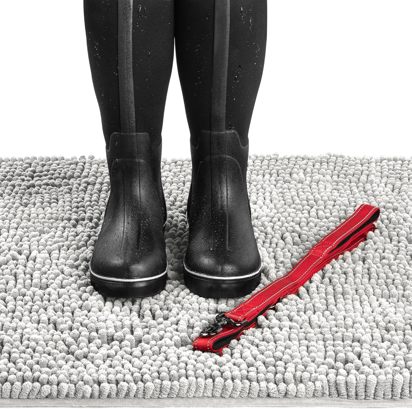 DogBuddy Dog Door Mat for Muddy Paws, Absorbent Microfiber Pet Rug, Waterproof Non-Slip Doormat, Washable Rugs for Dogs, Entryway Indoor Outdoor Mat, Dog Supplies (Medium, Shadow)