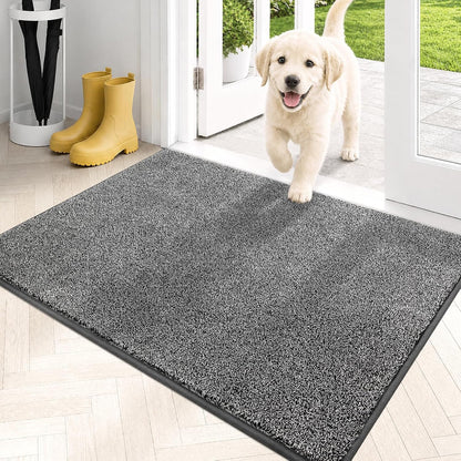 PURRUGS Dirt Trapping Door Mat 20" x 31.5", Non-Slip Machine Washable Entryway Rug, Dog Doormat, Indoor Front Door Mat, Super Absorbent Entry Rug for Muddy Shoes & Paws, Bluish Grey-Black