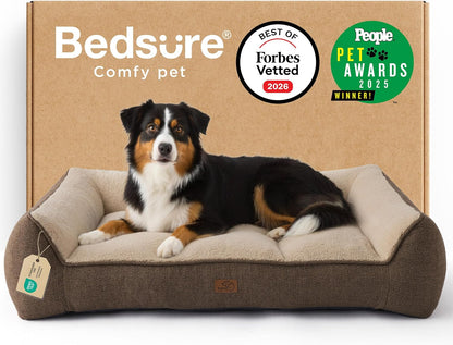 Bedsure SupportMax™ XL Pro Orthopedic Dog Beds Large Sized Dog - Extra Thick Supportive Dogs Couch with Waterproof Washable Cover, Extra Large Comfort Pet Sofa with Sherpa & Nonskid Bottom, Grey, 45"