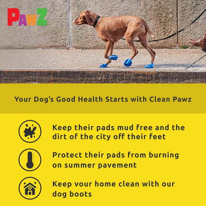 PawZ Rubber Dog Boots for Large Paws - All-Weather Waterproof Dog Shoes, Anti-Slip Traction for Rain, Snow, Mud & Hot Pavement - Pull-On Dog Booties, Purple - Large (3"- 4") - Pack of 24