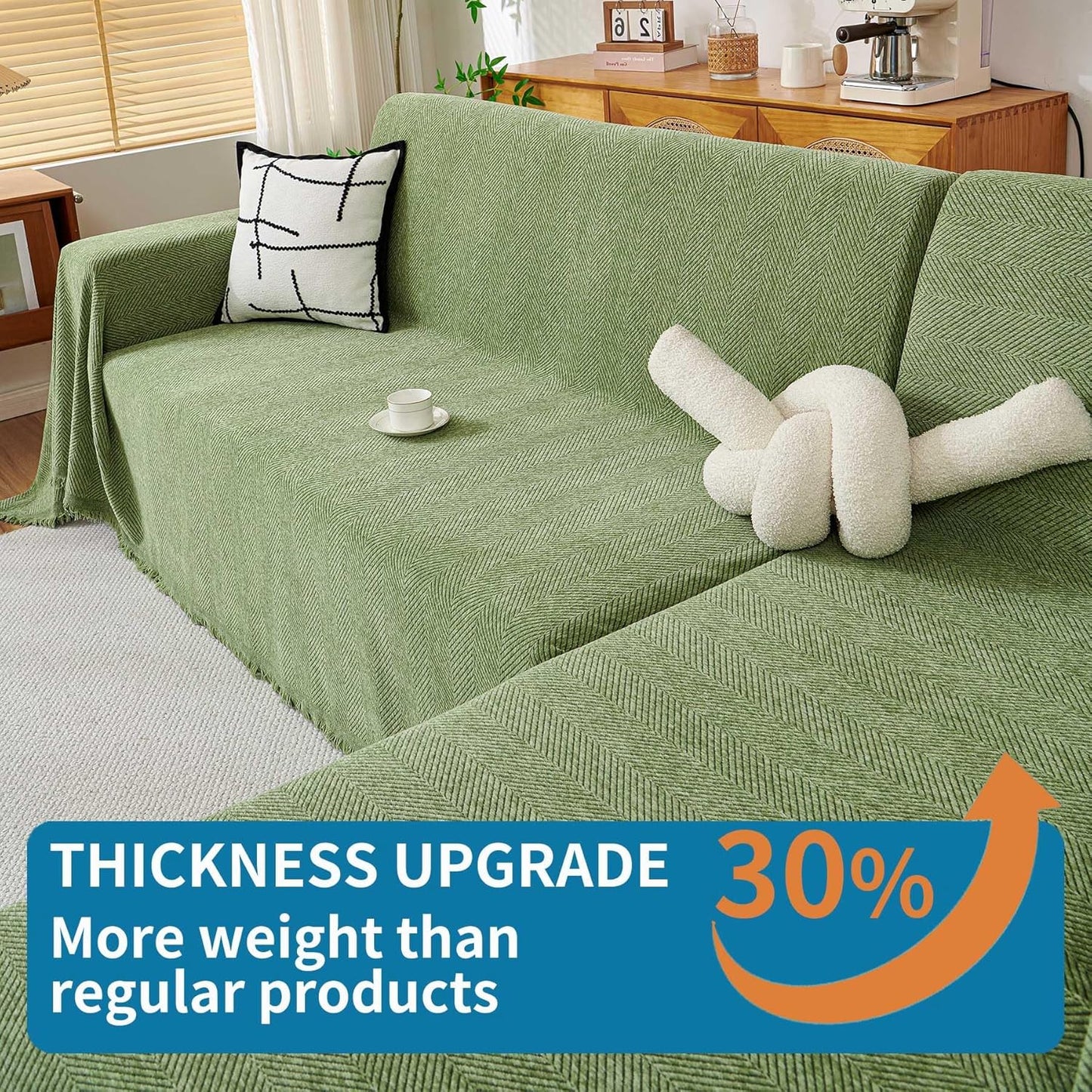 HAOMAIJIA Non Slip Couch Cover Sofa Covers for 3 Cushion Couch Washable sectional Couch Covers for Dogs pet Furniture Protector Couch Cover Blanket for Living Room (Off White, 91"x134")