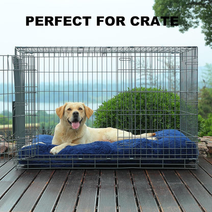 Bedfolks Waterproof Dog Crate Bed, Plush With Removable Washable Cover, Faux Fur Crate Pad for Medium Dogs, Fluffy Kennel 29"x21", Dark Grey