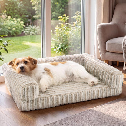Bedsure ComfyFleece™ Orthopedic Dog Beds Large Sized Dog, Waterproof Memory Foam Pet Couch Sofa with Sides, Non-Slip Bottom and Egg-Crate Foam Large Pet Bed with Washable Corduroy Cover, Grey