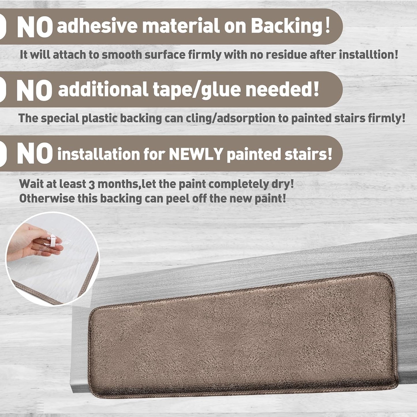 PURE ERA Carpet Stair Treads Ultra Plush 9.5" X 30"Soft Bullnose Indoor Stair Protectors Pet-Friendly Non-Slip Skid Resistant Tape Free Washable Reusable(14 Pieces, Cream Gray)