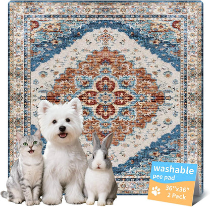 Washable Pee Pads for Dogs, Reusable Puppy Potty Training Pads, Ultra-Absorbent Thick Waterproof Leak-Proof Non-Slip Pads & Mat for Crate, Playpen, Floor, Whelping & Housebreaking , 2 Pack 18"x24"