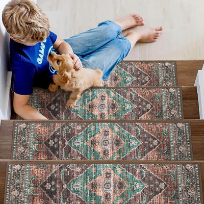 Lahome Stair Treads Non Slip 15 Pack 8" X 30" Stair Treads for Wooden Steps, Washable Self Adhesive Stair Runners Stain Resistant Stair Carpet, Edging Staircase for Kids Elders and Dogs Dorie, Taupe