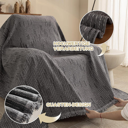 MYSKY HOME Couch Cover for Dogs, Washable Couch Covers, Non Slip Sofa Cover, Couch Cover 2 Cushion Sofa Dogs Furniture Protector with Tassels, Chenille Sofa Slipcover for Pets, 71"x118", Dark Grey