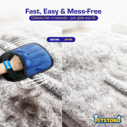 Pet Hair Removal Glove for Dogs & Cats – Lint Remover for Clothes, Reusable Fur & Lint Remover Mitt, Electrostatic Glove with Wrist Strap for Furniture, Couch, Carpet & Car Seat