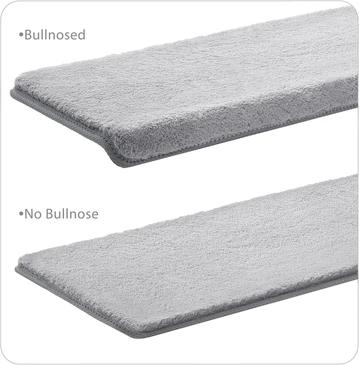 PURE ERA Carpet Stair Treads Ultra Plush 9.5" X 30"Soft Bullnose Indoor Stair Protectors Pet-Friendly Non-Slip Skid Resistant Tape Free Washable Reusable(14 Pieces, Cream Gray)