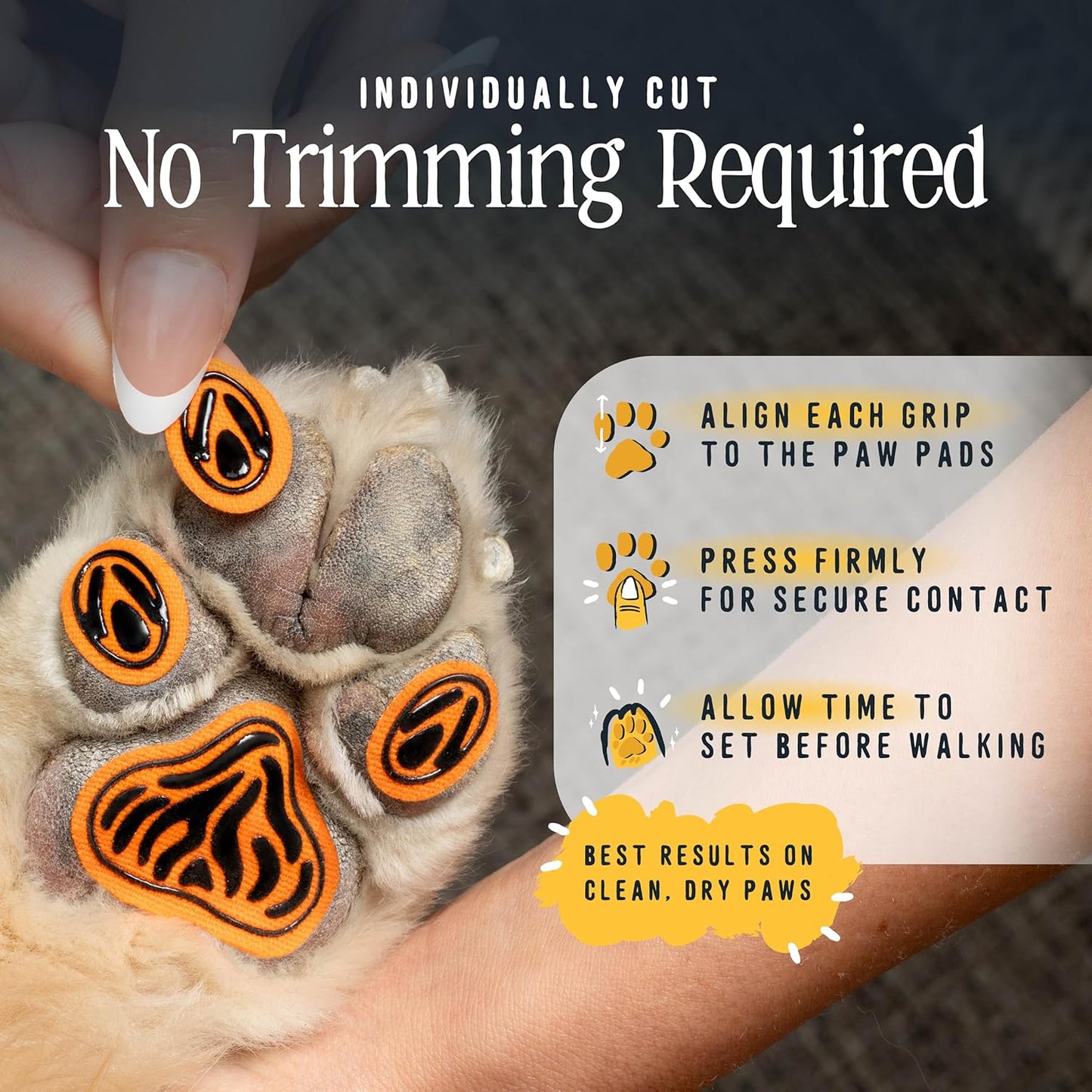 DOK TigerToes Premium Paw Grips for Senior Dogs, 40ct of Pre-Cut Anti Slip Dog Paw Pads for Hardwood Floors, Provides Traction for Slipping (40 Total Grips, Size Large)