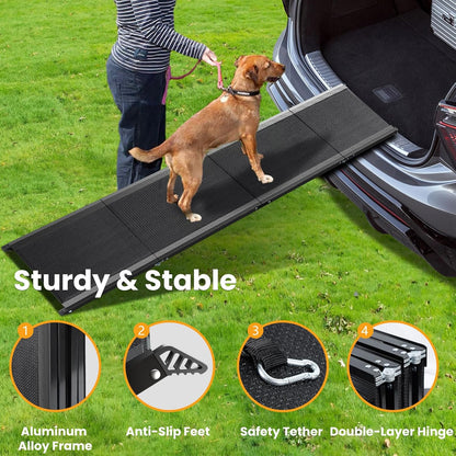 Dog Ramp, Dog Ramp for Car with Anti-Slip Surface, 63''x17.3'' Folding Pet Ramp for Large Dogs to Get on Truck SUV Van Up to 250LBS, Car Ramp for Dogs Dog Stairs for Bed Couch Outdoor Indoor