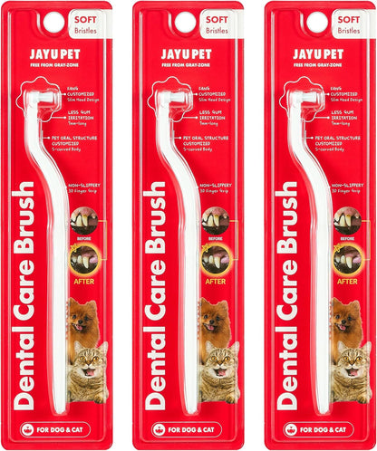 JAYU PET Dental Care Brush with Soft Bristles 1ea - Dog Toothbrush, Cat Toothbrush, Dental Care for Kitten and Small Dogs, Removing Old Plaque and Tartar, Easy Cleaning