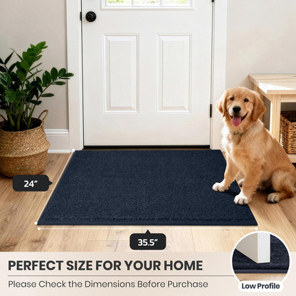 PURRUGS Dirt Trapping Door Mat 20" x 31.5", Non-Slip Machine Washable Entryway Rug, Dog Doormat, Indoor Front Door Mat, Super Absorbent Entry Rug for Muddy Shoes & Paws, Bluish Grey-Black