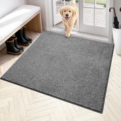 PURRUGS Dirt Trapping Door Mat 20" x 31.5", Non-Slip Machine Washable Entryway Rug, Dog Doormat, Indoor Front Door Mat, Super Absorbent Entry Rug for Muddy Shoes & Paws, Bluish Grey-Black