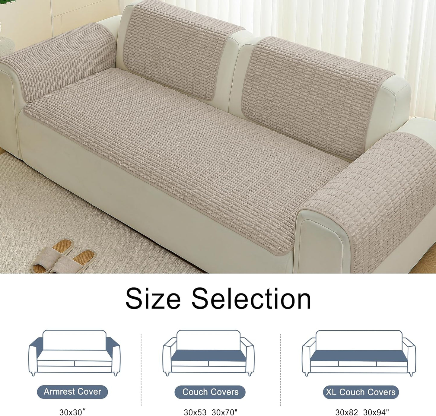 Waterproof Couch Cover for Dogs Washable, Non Slip Back Sectional Sofa Covers for 3 Cushion Couch Pet Friendly, Soft Dog Bed Cover. (Coffee, 30" x 53")